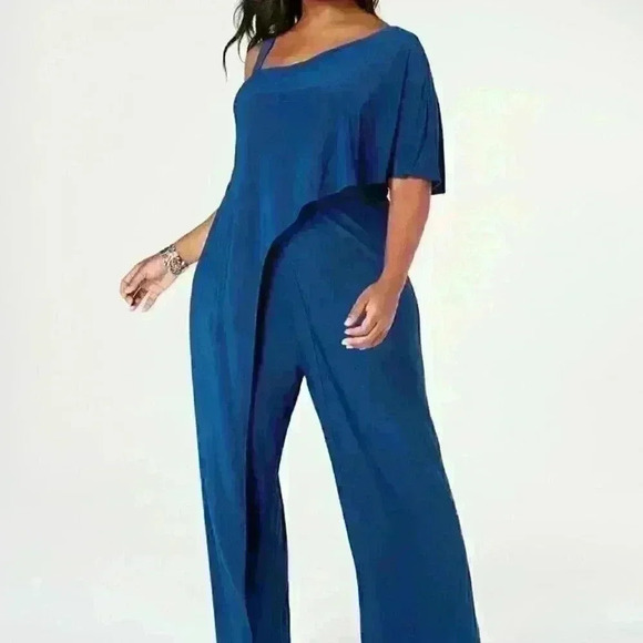 R&M Richards Pants - R&M Richards Womens Navy Sleeveless Wide Leg Evening Jumpsuit sz 12
